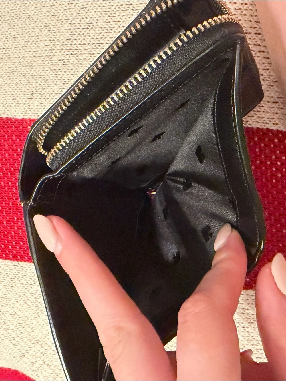 kate spade Blush and Black Zip Card Wallet
